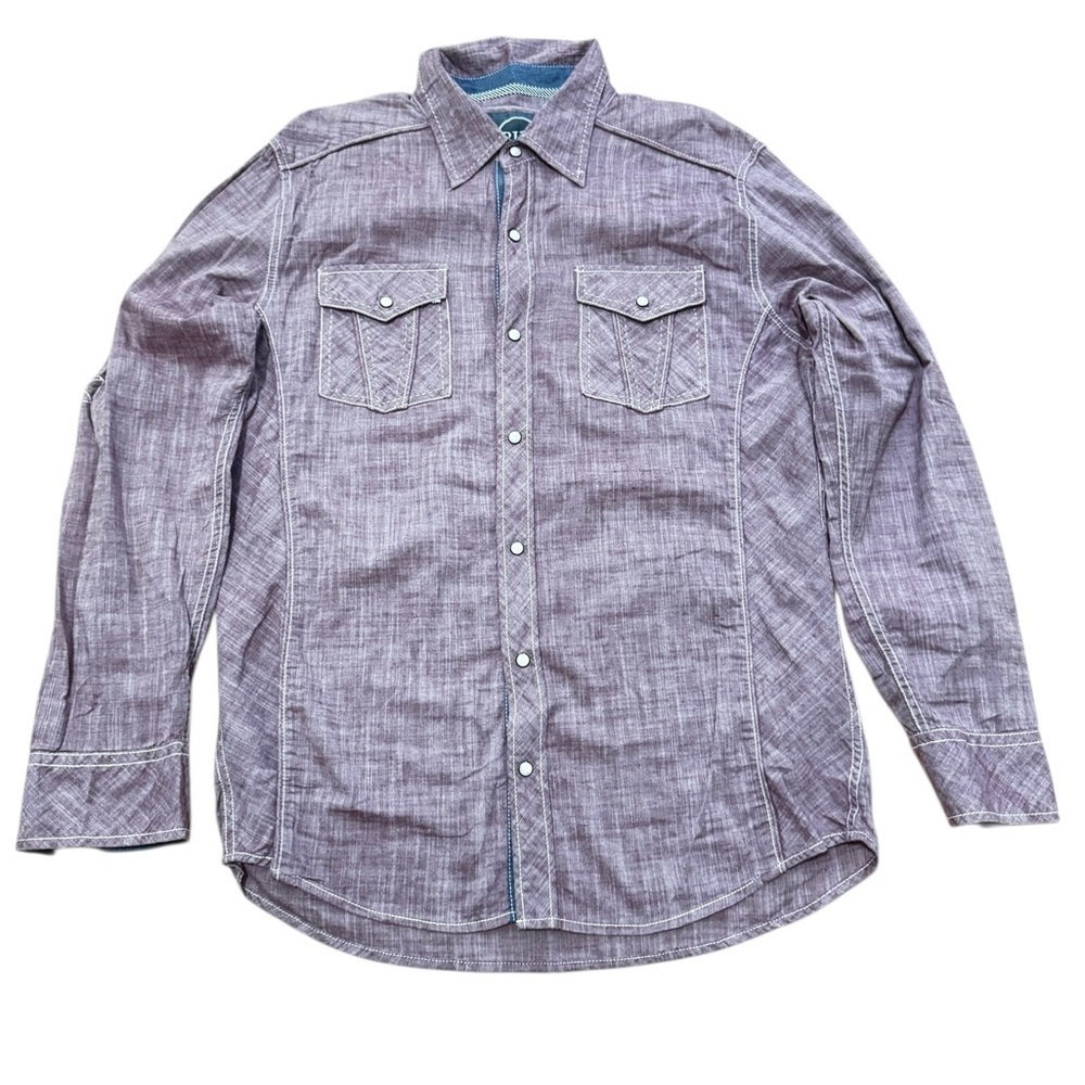 BKE 100% Cotton Casual Purple Button-Down Shirt Size Large